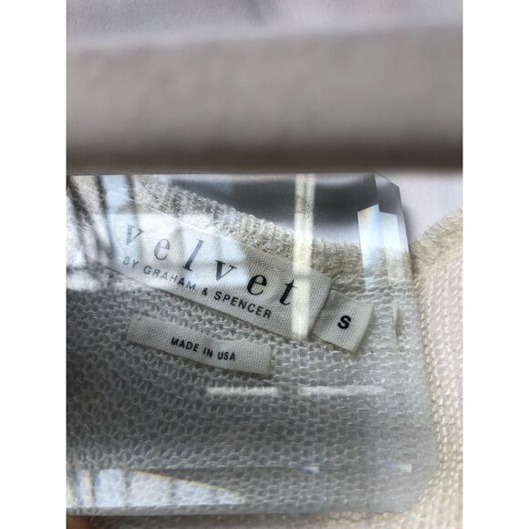 Velvet Ivory Crew Neck Open Knit Lightweight Sweater 3/4 Sleeve S - Made in USA - Picture 4 of 9